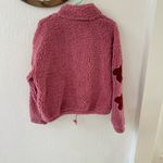 PacSun  Pink Teddy Sherpa Floral Zip Up Puffer Bomber Jacket Size Small Photo 5