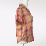 Toad & Co  Organic Cotton Plaid Button Front Shirt Red Yellow Small Photo 6