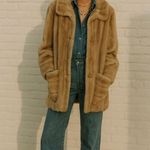Vintage Boho Chic Effortless French Girl Oversized Fur Coat Brown Size M Photo 2