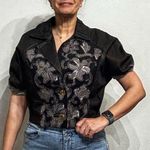 Omser Black Ombre Embroidered Short Puff Sleeve Jacket Sz S NWT Photo 5