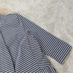 CAbi Dappled Striped Navy Gray Collarless Car Coat Jacket Blazer Academia Size L Photo 7