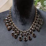 Gold Tone & Black Beaded Teardrop Statement Fashion Jewellery Necklace Photo 0