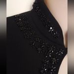 Liz Claiborne Womens Size 8 Black Beaded Keyhole Neck Tea Length Dress Maxi Photo 4