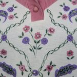 Vintage 80s G.W. Floral Pearl Corduroy Collared Sweatshirt Size M Photo 3