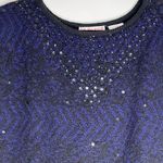 Vintage Knit Beaded Cropped Oversized Pullover Sweater Vest Sz Small Navy Black Photo 4