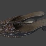 Qupid Brown Shoes Low Heel Beaded Embroidered Womens 7 Slip on Photo 1