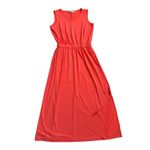 Joan Rivers Maxi Dress Petite Coral Orange Sleeveless V-Neck Jersey Size SP Photo 6