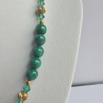 Vintage Malachite Bead Crystal Gold tone metal beaded necklace Green Photo 2