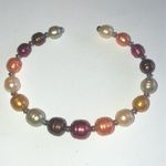 Honora 925 Genuine Cultured Freshwater Elegant Pearl Open Cuff Bracelet Pink Photo 1