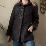 CAbi Black Quilted Puffer Jacket with Brown Faux Fur Trim Photo 6
