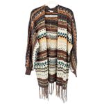 SPLA Womens Boho Ethnic Southwestern Knit Fringe Open Front Cardigan Size S Photo 2