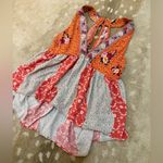 Free People Dream Darlin orange floral print v-neck halter tank top women’s L Photo 1