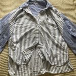 ZARA  Striped Button Down Shirt Blue White Oversized Photo 0