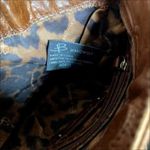 B. Makowsky Crossbody Adjustable Strap Cheetah Leopard Print Lining Riveted Brown Photo 2