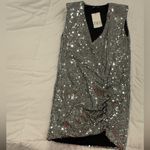 ZARA  Silver Draped Sequin Mini Dress – Size Small – NWT Photo 8