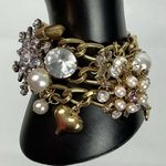 Betsey Johnson Betsy Johnson Vintage Hearts Bows Bracelet Charm Statement Gold Pearls Bunny Photo 3