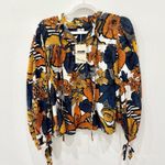 Warm Mystic Floral Printed Long Sleeve Blouse Top Marigold Women's Size Small Yellow Photo 2