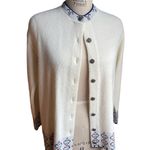 Vintage Jersild White Cardigan Acrylic Sweater w/ scalloped trim Photo 0