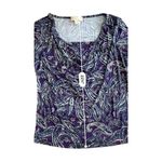 Michael Kors Michael‎ Kors Purple 3/4 Sleeve Italian Paisley Blouse MEDIUM Normcore Academia Photo 7