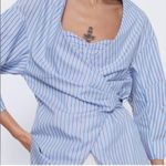 ZARA Striped Shirt with Bralette - Blue and White with Red Photo 1