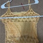 NEW WITH TAGS NWT Gina USA Vintage Butter Yellow / Gold beaded lace crochet top Size L Photo 4