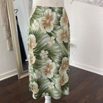 XXI Early 2000's Khaki Green Tan Hawaiian Hawaii Flower Floral Midi Skirt L Size L Photo 3