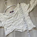 Urban Outfitters Lace Textured Asymmetrical Long Sleeve Crop Top White (Medium) Photo 2