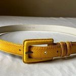 American Vintage 80s Vintage Yellow Genuine Snake Skin Leather Belt Square Buckle Large Photo 6