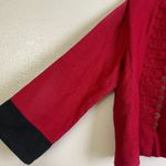 Peaccock Ways Linen Jacket Womens Red Black Chinese Coin Oriental Open Front Size undefined Photo 2