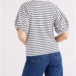 Free Assembly Square Neck Top Womens White Black Stripes Short Balloon Sleeve S Photo 2