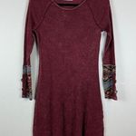 Able Sweater Dress Women's Small Burgundy Texture Knit Geometric Button Cuffs Red Photo 0