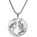 Men Fashion Angel And Devil Stainless Steel Pendant Necklace Photo 0