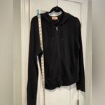 SO  Size L Black Sheer Mesh Back Long Sleeve Full Zip Hoodie Knit Sweatshirt Photo 3