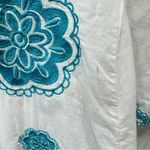Bag Lady Mudpie White Tunic Swimsuit Cover Up Teal Embroidered Paisley Floral Size M Photo 8