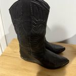 Zodiac Womens Size 7.5 M Western Boots - Black Leather Metal Toe & Heel Plates Photo 1