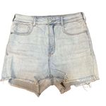 Anthropologie Pilcro Jean Shorts Ultra High Rise Light Wash Denim Raw Cut Off Sz Photo 2