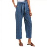 J. Crew Hemp Cotton Blend Paper Bag Pants Belt Cropped Chambray Blue size 6 Photo 1