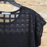 Carol Rose Black Top With Lace Lattice Neck/Yoke Photo 2