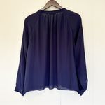 Zoa  New York Navy Long Sleeve Button Down Blouse Medium Photo 3