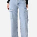 AGOLDE  Minka High Rise Cargo Wide Leg Cotton Blend Blue Wash Jeans 32 Photo 6