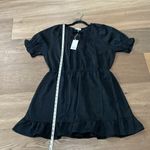 Very J Black Floral Textured Mini Dress Boho Ruffle Hem Elastic Waist Sz 1X NWT Photo 8