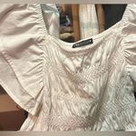 ZARA NWT white cotton ruffle sleeve peplum smocked stretchy top Photo 5