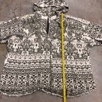 Free People  Poncho Shawl Hoodie Olive Green White Oversized Sweater Womens Med Photo 3