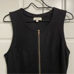 Umgee Sleeveless Black ALine Dress W/ Gold Front Zipper Detail Casual Party Cocktail L Photo 2