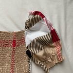 Plaid Puff Sleeve Maxi Dress Tan Photo 3