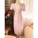 ZARA  Textured Plaid Midi Dress with Side Slit in Pink / White Photo 10