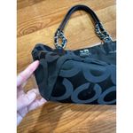 Coach Signature C Monogram Canvas Leather Chain Shoulder Tote Bag Black Photo 2