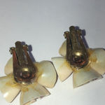 Vintage Shell & Faux Pearl Clip On Earrings Purple Photo 6
