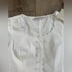 Bohme  White Scalloped Button-Up Blouse Photo 5