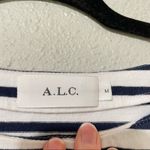 ALC Frank ALC White & Black Striped Mini Dress Shoulder Cut Out Details Womens M Tunic Photo 2